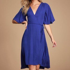 Lulu's Farah Midi Wrap Polka Dot Dress